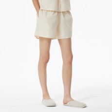 JAJU 여성용 통기성 아일렛 스모킹 면 3부 파자마 팬츠