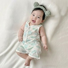 베베니즈 신생아용 소프트메쉬 순면 민소매 우주복