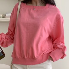 라라온 면 스퀘어넥 퍼프 심플 맨투맨 TSP1809