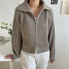 Planday 女款柔軟兩穿式拉克蘭翻領針織拉鍊衫