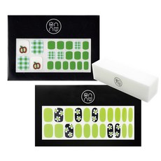 ONNU 美甲凝膠足貼 青蘋果款+美甲貼 花卉款+指甲拋光棒, 混色, 1組