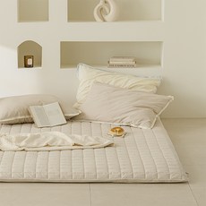 ARPEGGIO BASIC 韓國製造 New Maiden 8色高密度60支純棉絎縫床墊套, 奶油米色