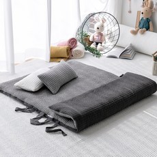 Minimal& 人造絲雙面縫線午睡墊, 灰色 炭灰色