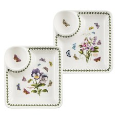 PORTmeIRION 波特玫琳恩 Botanic Garden 餃子盤 2件組, 1組, 2個餃子盤, 三色堇+香豌豆 白色