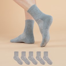 Chacks 男用除臭強力氣墊運動網眼中筒襪, 灰色, 5個