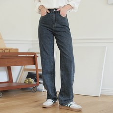 빼빼 여성용 3단기장 허리스판 루즈핏 롱 일자 데님 팬츠