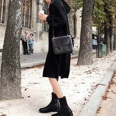 데이먼 무지 후드 스웨터 임산부 더 두꺼운 롱 원피스