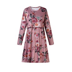 Damon 孕婦歐洲玫瑰長袖連身裙 Day335