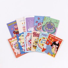 ARDIUM 生日留言明信片卡片 11款 + 信封 11入 套組, 1套, 隨機出貨(信封)