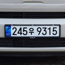現代Mobis Kia 新Logo 免鑽孔 新型車牌框, 黑色, 1套