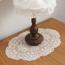 앤코튼 엘스 타원 레이스 매트, 아이보리, 30 x 43 cm, 1개