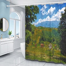 水彩風景浴簾 TYPE9 90 x 180 cm, 1個