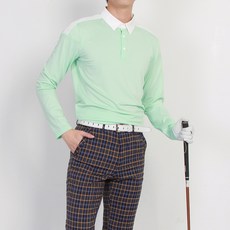 MINEFLOW 男款BL肩線長袖彈性高爾夫Polo衫