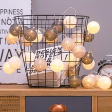 棉球氣氛燈泡 LED室內裝飾燈串 20燈 3m, 灰色