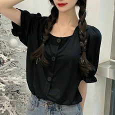 PEONIST 短版法式袖襯衫
