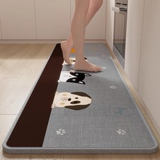 다퍼남 흡수형 린넨 주방 바닥 매트, 반려동물패턴, 1개