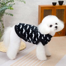 딩동펫 반려동물 하네스 콧수염 후리스 티셔츠, 블랙, 1개