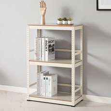 트레벨 리브로 높이조절 철제 책장 선반, 아이보리, 3단