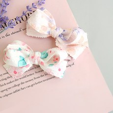 하라로이 흩날리는 꽃송이 리본 집게핀 2종 세트