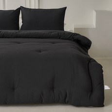 Pickend 韓國製造 柔軟貼合身體 薄被寢具組, 黑色