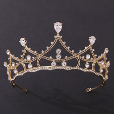 LUNA GLAM 自助婚禮鋯石水鑽皇冠 G261, 1個, 金白色