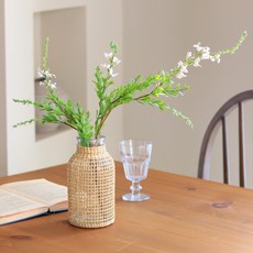 Scent Basket 人造陽光胡枝子花 + 藤編花瓶套組, 白色(胡枝子花), 1套