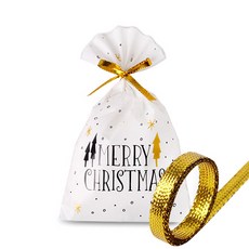 인디케이 크리스마스 opp 비닐봉투 중 50p + 메탈릭 리본 3m 5p, 모던 눈꽃 트리, 1세트