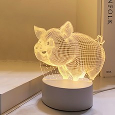 3D小豬造型LED小夜燈, 單一顏色