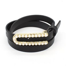 테드브라운 U자 링 진주장식 인조가죽 여자벨트