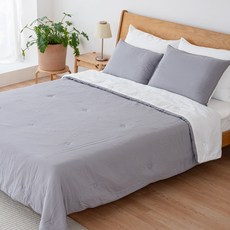 ahtty blanc 兒童柔軟莫代爾涼感枕頭棉被組, 涼感灰