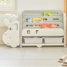 BeneBene 嬰幼兒汽車造型正面書架收納櫃 (含車頭), 白色 + 灰色, 4層