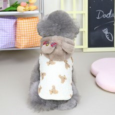 PASTEL PET 寵物小熊連帽背心, 象牙白