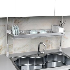 STAFIX Duorack 一鍵式單層水槽架 + 餐具筒, 銀色