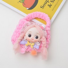 뜨개가방 공주인형 키링, 핑크, 1개, 8cm