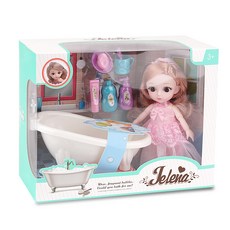 LET'S TOY Hello Jelena球形關節娃娃浴室玩具組, 16厘米, 百合