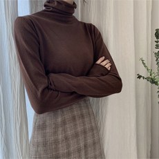 여성용 미드나잇코코 소르도 폴라넥 심플 티셔츠 B237WF03264