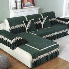 I Love Home 歐式蕾絲裝飾沙發套, 深綠色, 1個