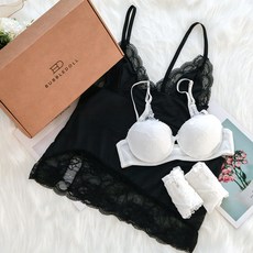 GLAM GONGGAM 女款蕾絲內衣+內褲 2入+蕾絲背心+禮盒組