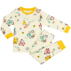 Maykids 童款蠟筆風格動物園30支棉九分袖家居服套裝