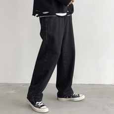MarketA 男款寬版時尚牛仔褲