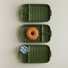 Odette 陶瓷 3格 分隔小碟, 3個, 深綠色, 深綠色, 深綠色