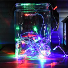 PARTYHAE LED 電池 透明線 50燈, 顏色, 2個