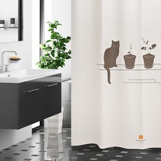 원세븐나인 패브릭 샤워커튼, 옥탑방 고양이, 1개