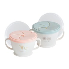 BABY&I 零食杯 2入, 珊瑚粉+薄荷藍, 1組
