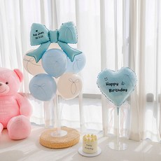 피앤비유니티 리본 하트 레터링 풍선꽂이 세트, 03 리본형 블루, 1세트