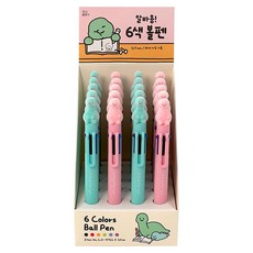 Joseonmunbanggu 打工用 6色圓珠筆 2款 x 10入組 0.7mm, 1套, 粉紅色, 薄荷綠