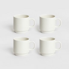 ssueim 可疊式素色馬克杯 400ml, 4個, 石白色