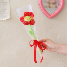 센트바스켓 조화 샤인스마일 한송이 꽃다발, 레드, 1개