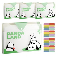 Eumes 啪扣熊貓風琴夾 12格 A4文件整理盒, 綠色, 4個