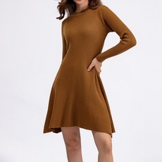 아이엠몽 여성용 베니오 골지 니트 플레어 언발 미니원피스